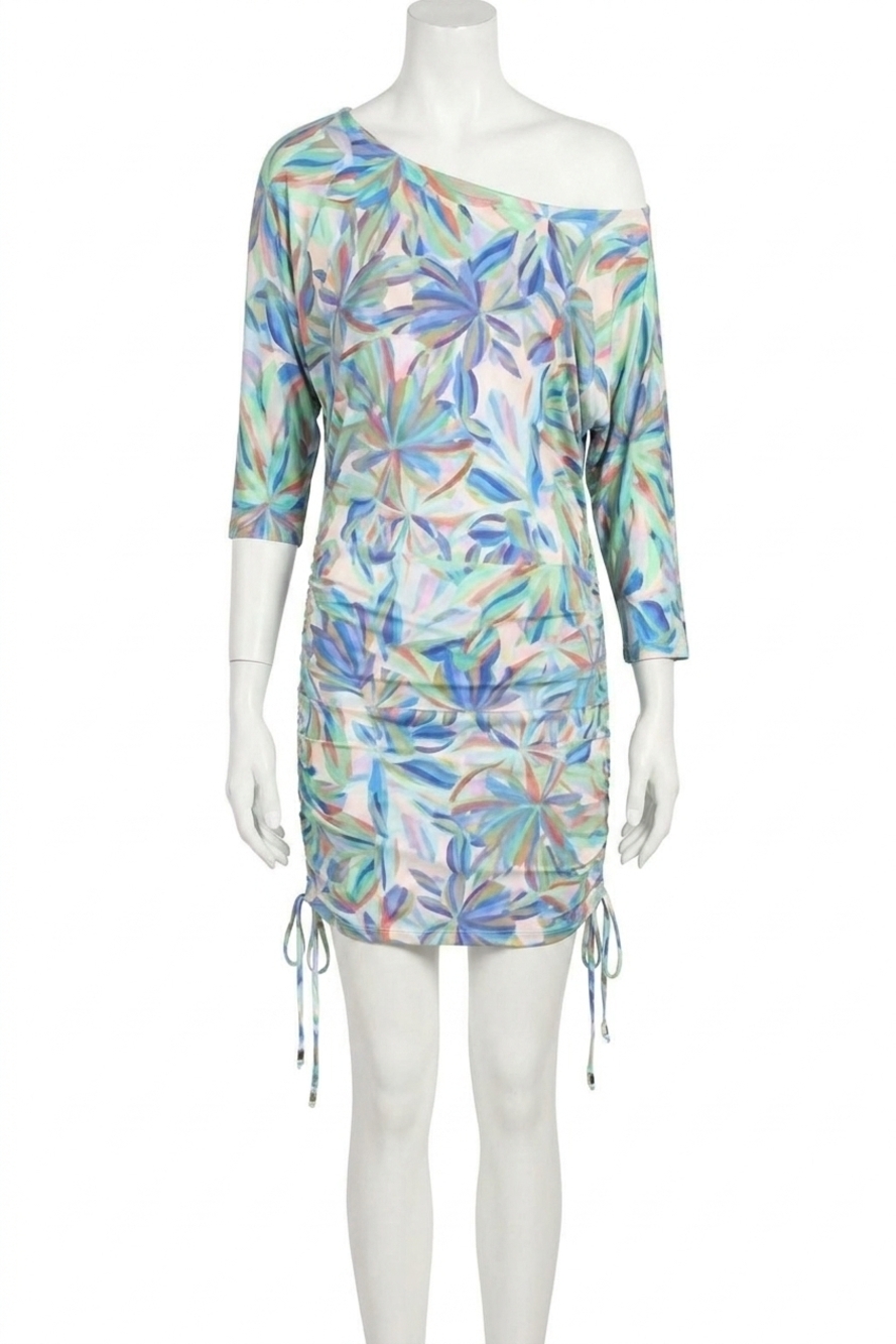 NEW VERONICA M shirred stretch tunic dress in leighton